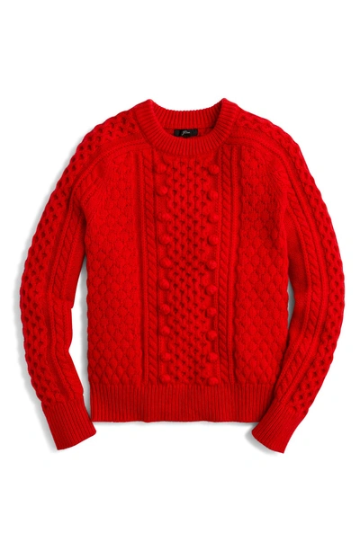 Shop Jcrew Popcorn Cable Knit Sweater In Fire Red