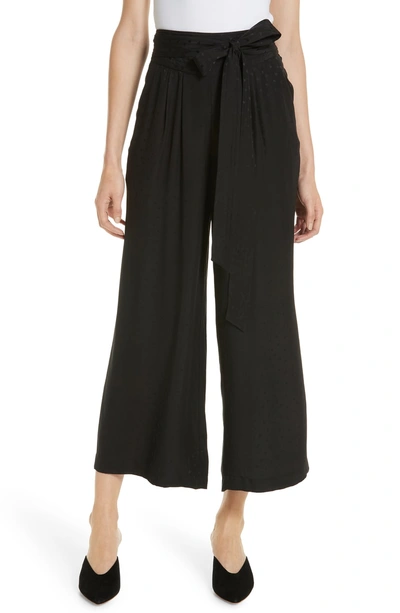 Shop Rebecca Taylor Silk Jacquard Tie Waist Pants In Black