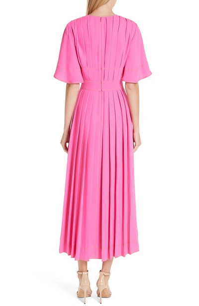 Shop Roksanda Pleated Silk Georgette Midi Dress In Ultra Pink