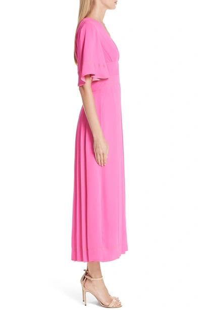 Shop Roksanda Pleated Silk Georgette Midi Dress In Ultra Pink