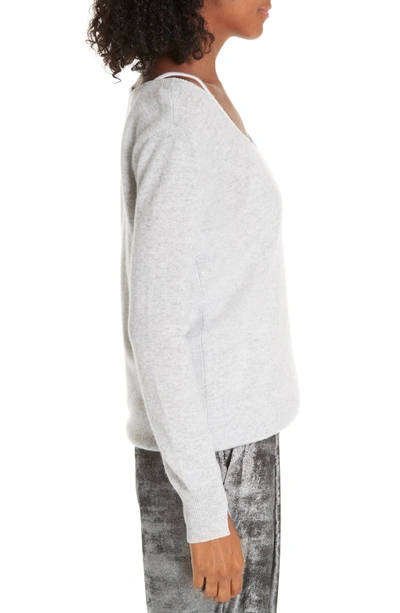 Shop Brochu Walker Mabel Layered Look Cashmere Sweater In Arctic Grey