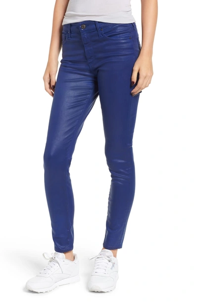 Shop Ag Farrah High Waist Ankle Skinny Jeans In Leatherette Egyptian Blue