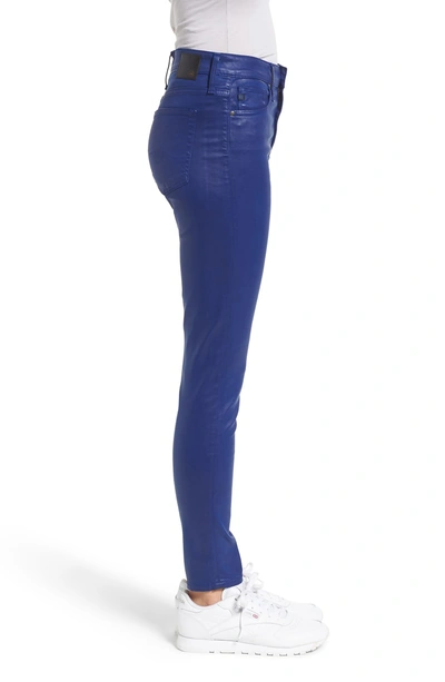 Shop Ag Farrah High Waist Ankle Skinny Jeans In Leatherette Egyptian Blue