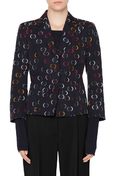 Shop Akris Punto Circle Jacquard Jacket In Nero-multicolor