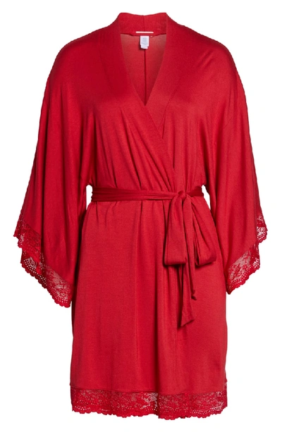 Shop Eberjey 'colette' Kimono Robe In Scarlet