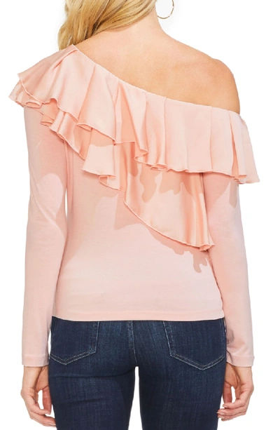 Shop Vince Camuto Tiered Ruffle One-shoulder Top In Rose Buff
