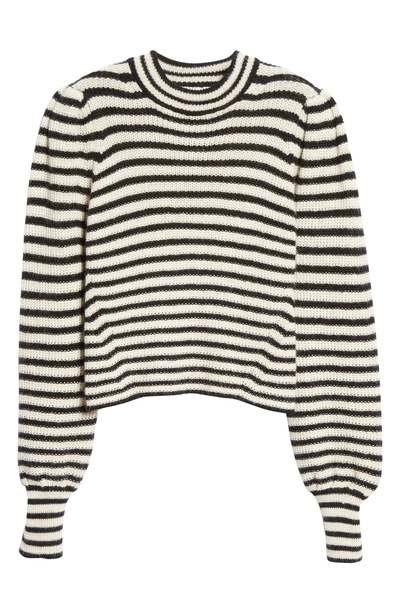 Shop Eleven Six Mia Baby Alpaca Sweater In Black/ivory Stripe