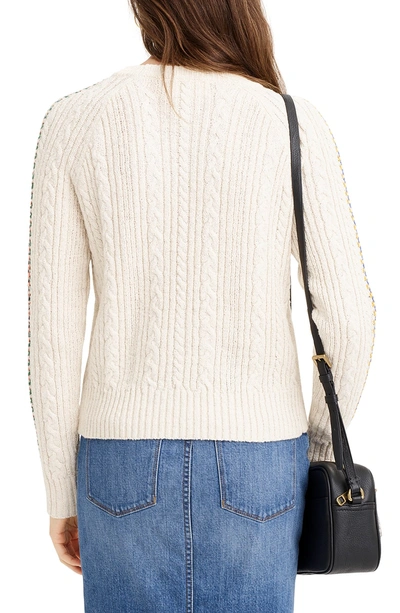 Shop Jcrew Rainbow Cable Knit Sweater In Ivory Multi