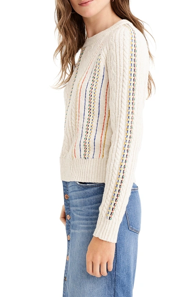 Shop Jcrew Rainbow Cable Knit Sweater In Ivory Multi