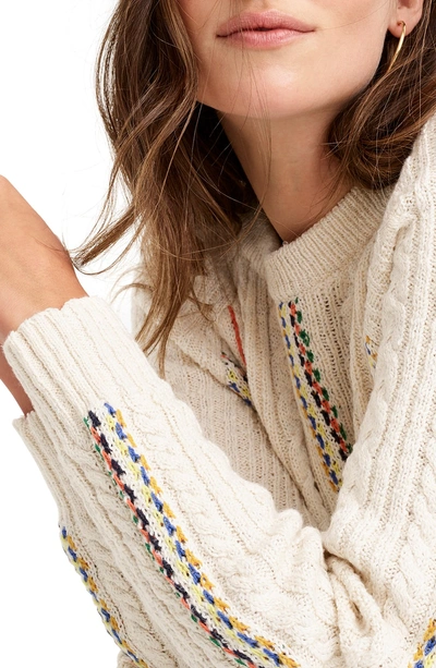 Shop Jcrew Rainbow Cable Knit Sweater In Ivory Multi