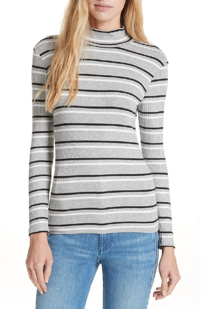 Shop Frame '70s Stripe Mock Neck Top In Gris Multi