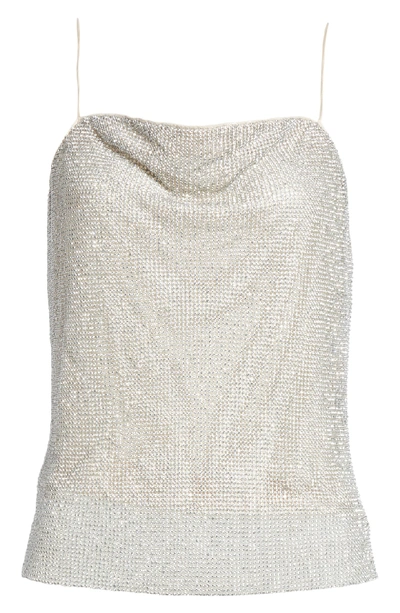 Shop Alice And Olivia Harmon Crystal Chainmaille Camisole In Silver/ Chainmail