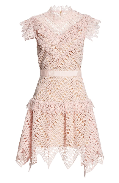 Shop Self-portrait Triangle Lace Minidress In Pink