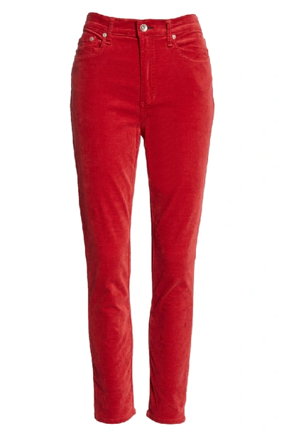 Shop Rag & Bone High Waist Velvet Skinny Pants In Chili Pepper