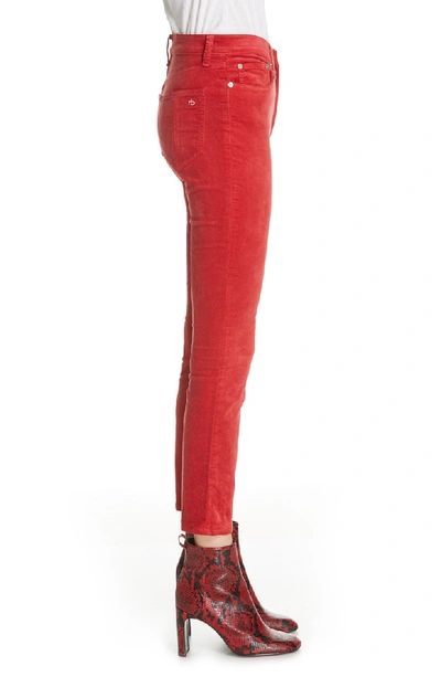 Shop Rag & Bone High Waist Velvet Skinny Pants In Chili Pepper