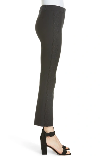 Shop Derek Lam 10 Crosby Embroidery Detail Crop Stretch Cotton Pants In Black