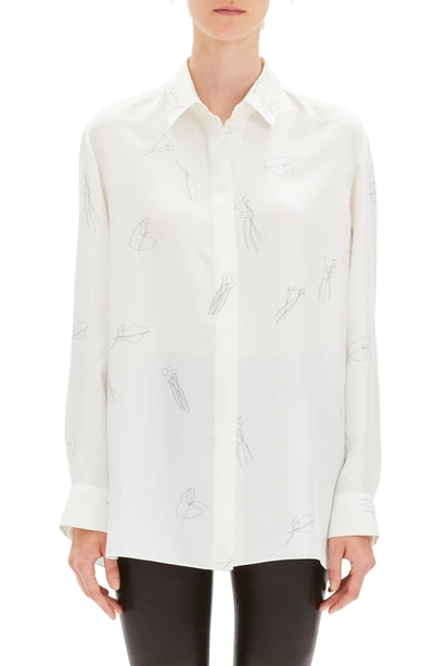 Shop Theory Classic Menswear Silk Shirt In White/ Black