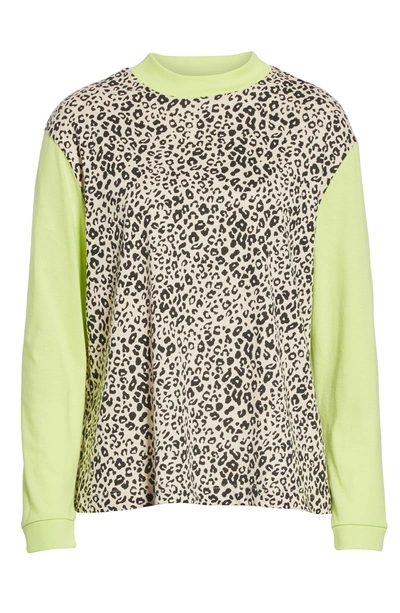 Shop Sandy Liang Lewis Leopard & Neon Sweater In Snow Leopard