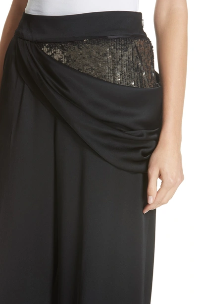 Shop Monse Sequin Panel Wide Leg Pants In Black/ Gun Metal