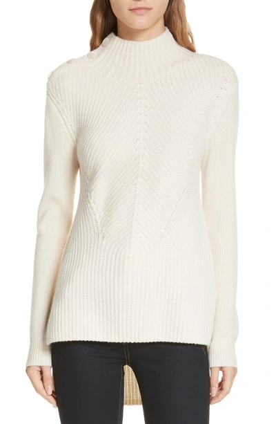 Shop Veronica Beard Rama Merino Wool & Cashmere High/low Sweater In Ivory