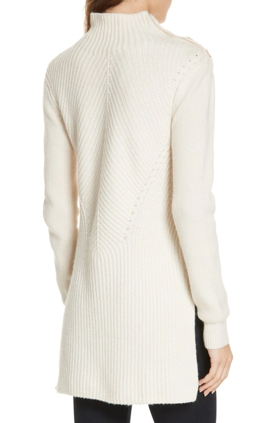 Shop Veronica Beard Rama Merino Wool & Cashmere High/low Sweater In Ivory