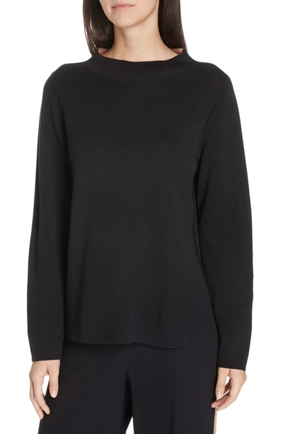 Shop Eileen Fisher Reversilble Silk Blend Sweater In Black/ Clay