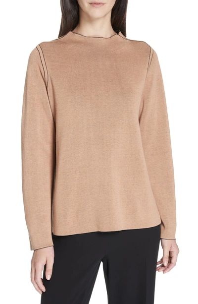 Shop Eileen Fisher Reversilble Silk Blend Sweater In Black/ Clay