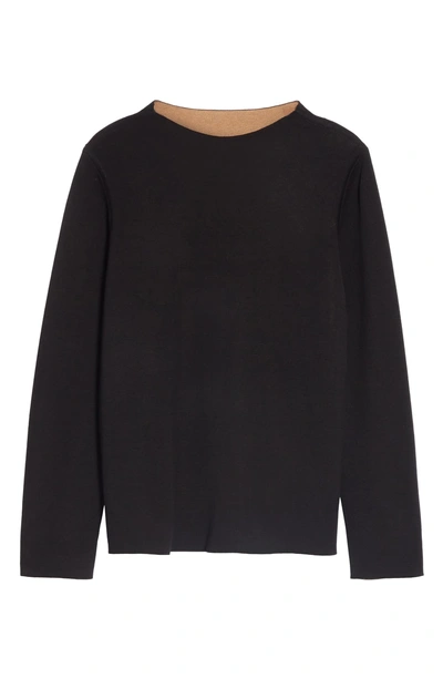 Shop Eileen Fisher Reversilble Silk Blend Sweater In Black/ Clay