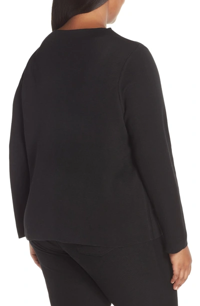 Shop Eileen Fisher Reversilble Silk Blend Sweater In Black/ Clay
