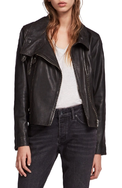 Shop Allsaints Bales Leather Biker Jacket In Black