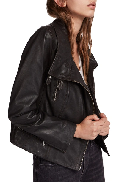Shop Allsaints Bales Leather Biker Jacket In Black