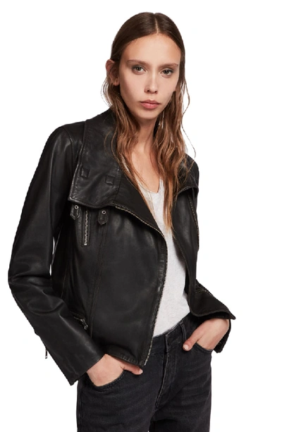 Shop Allsaints Bales Leather Biker Jacket In Black