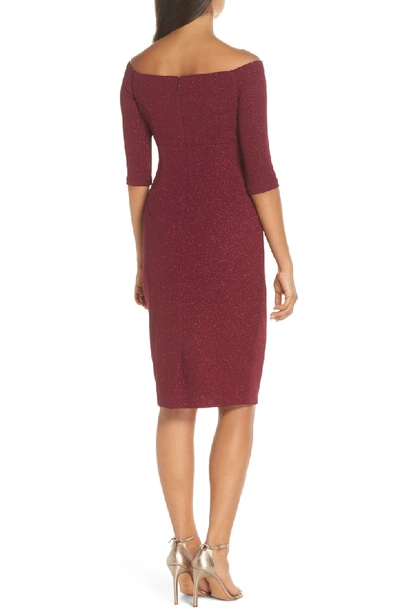Eliza J Off The Shoulder Sheath Dress In Wine