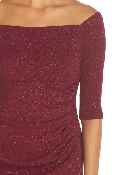 Eliza J Off The Shoulder Sheath Dress In Wine