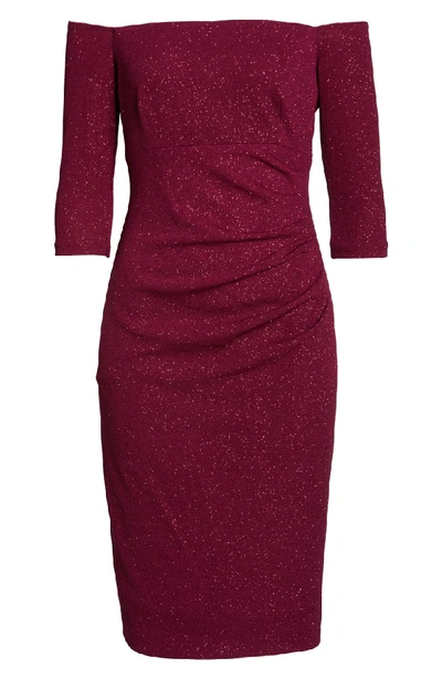 Eliza J Off The Shoulder Sheath Dress In Wine