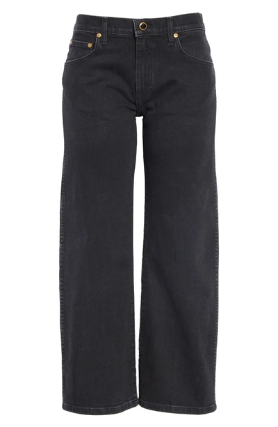 Shop Khaite Wendell Wide Leg Crop Jeans In Stoned Black