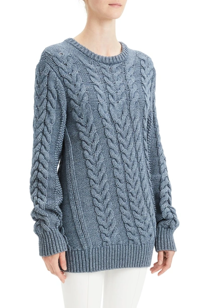 Shop Theory Twisting Cable Crewneck Sweater In Denim