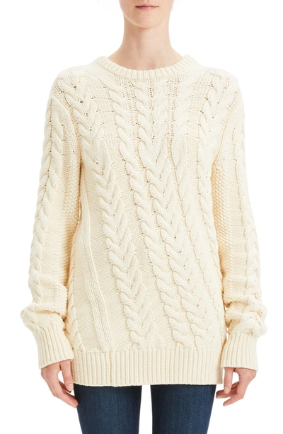 Shop Theory Twisting Cable Crewneck Sweater In Ivory