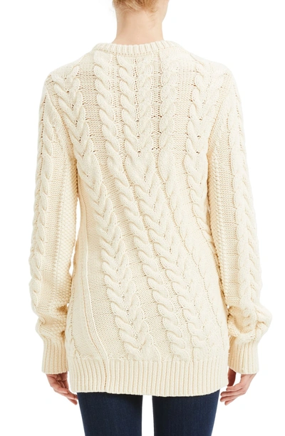 Shop Theory Twisting Cable Crewneck Sweater In Ivory