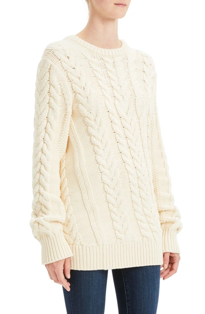 Shop Theory Twisting Cable Crewneck Sweater In Ivory