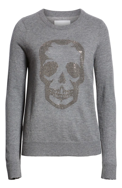 Shop Zadig & Voltaire Miss Bis Skull Cashmere Tee In Gris