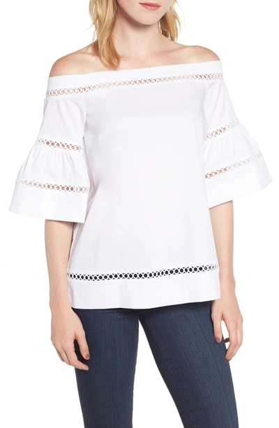 Shop Michael Michael Kors Off The Shoulder Trim Top In White