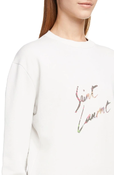 Shop Saint Laurent Animal Logo Sweatshirt In Dirty Ecru / Multicolor