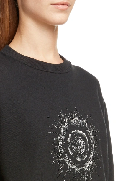 Shop Saint Laurent Embellished Splatter Logo Sweatshirt In Noir / Naturel / Argent