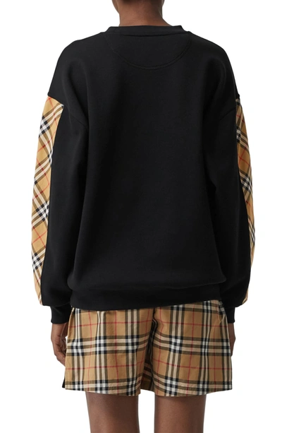 Shop Burberry Bronx Check Sleeve Sweatshirt In Black