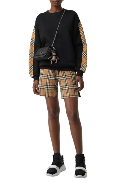 Shop Burberry Bronx Check Sleeve Sweatshirt In Black