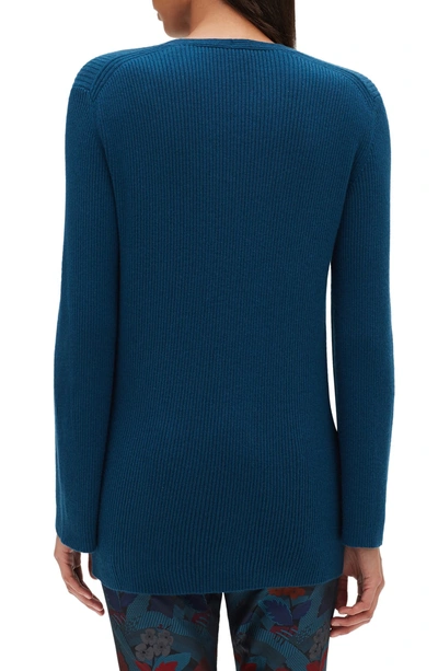 Shop Lafayette 148 Rib Cashmere Tunic Sweater In Empress Teal