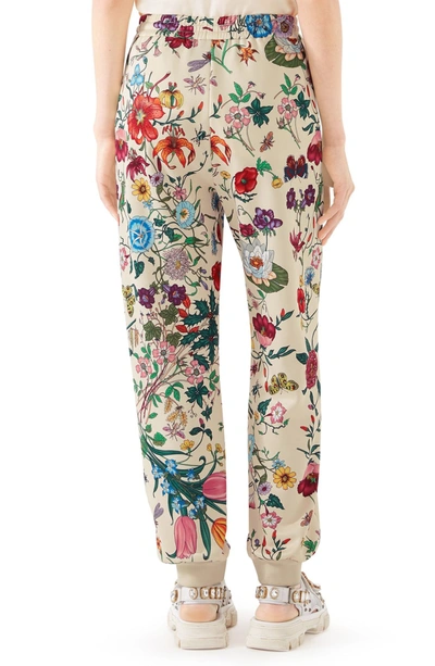Shop Gucci Floral Print Tech Jersey Track Pants In 9381 Ivory/ Multicolor