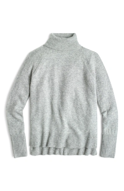 Shop Jcrew Side Slit Supersoft Turtleneck Sweater In Heather Grey