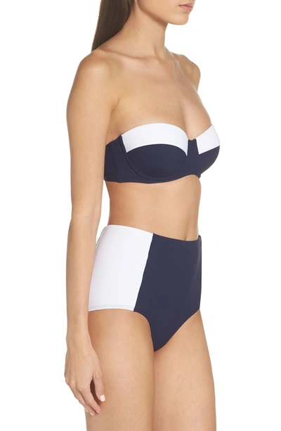 Shop Tory Burch 'lipsi' High Waist Bikini Bottoms In Tory Navy/ White